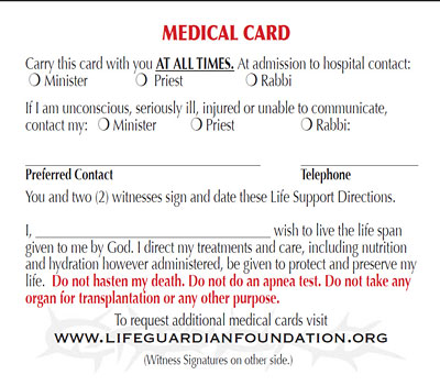Medical aid card by the Life Guardian Foundation